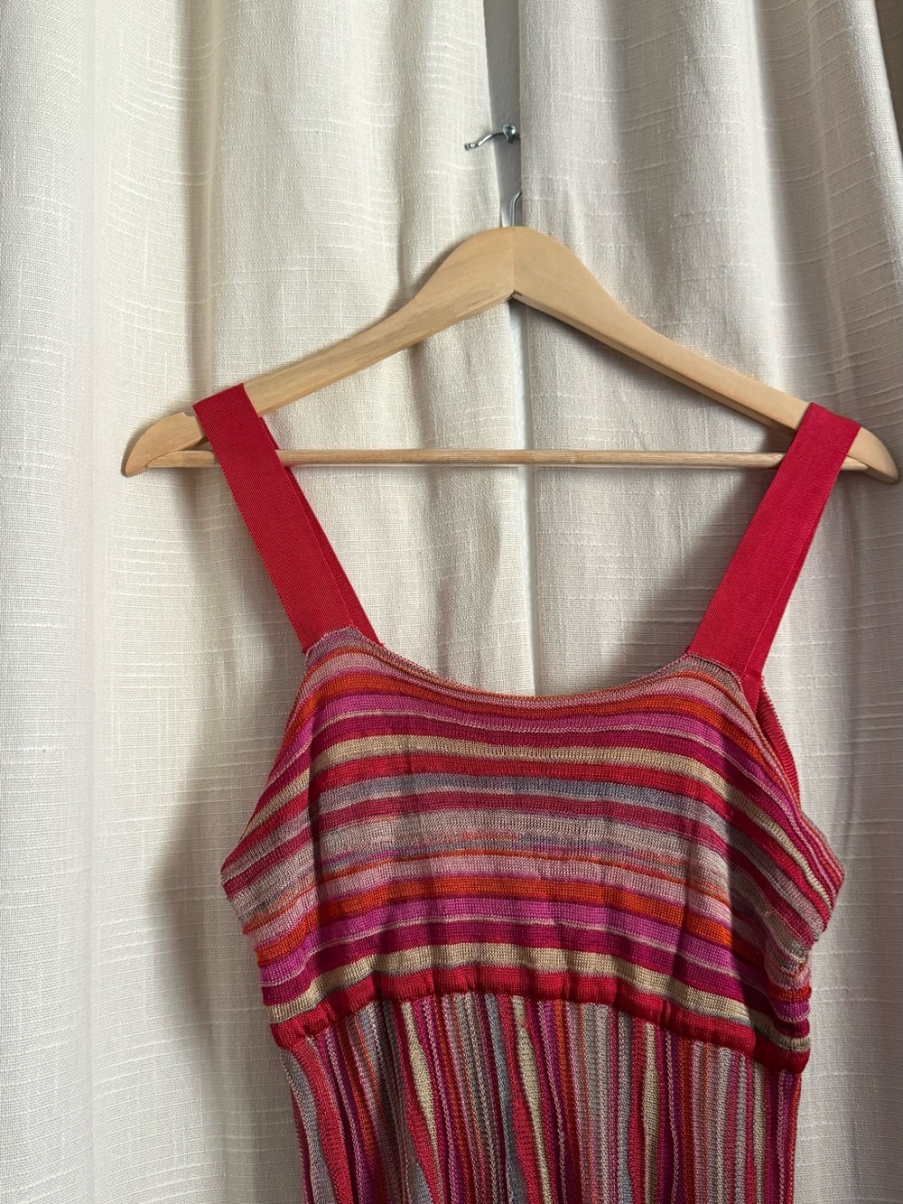 Missoni Multicolor Striped Knit Tank with Red Straps